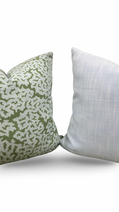 Designer Fabric Maldives Blue and Green 20x20" Knife Edge Decorative Throw Pillow
