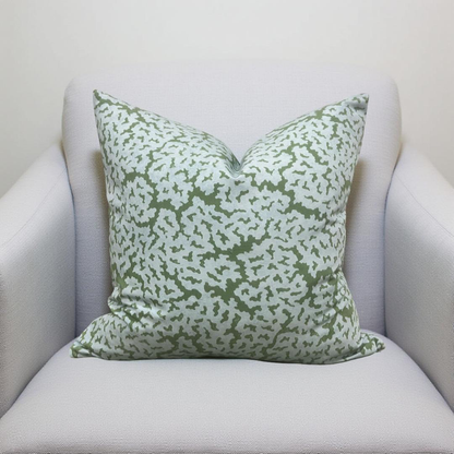 Designer Fabric Maldives Blue and Green 20x20" Knife Edge Decorative Throw Pillow