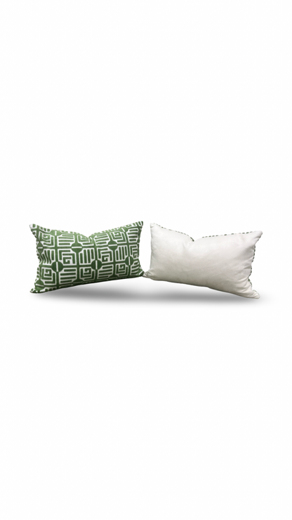 Designer Fabric Labyrinth Velvet Emerald 12X18" Knife Edge Decorative Lumbar Pillow