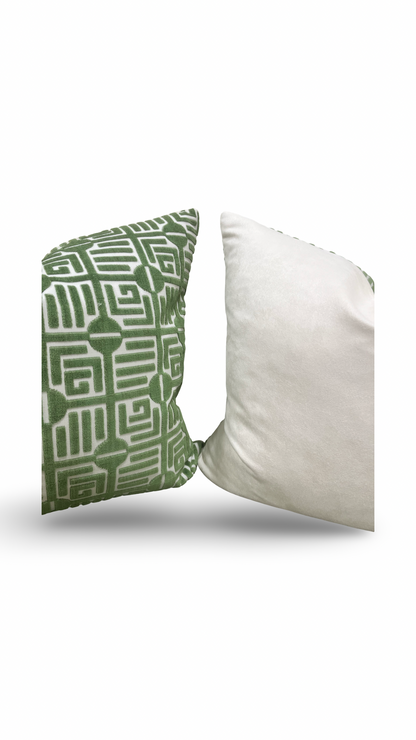 Designer Fabric Labyrinth Velvet Emerald 20x20" Knife Edge Decorative Throw Pillow