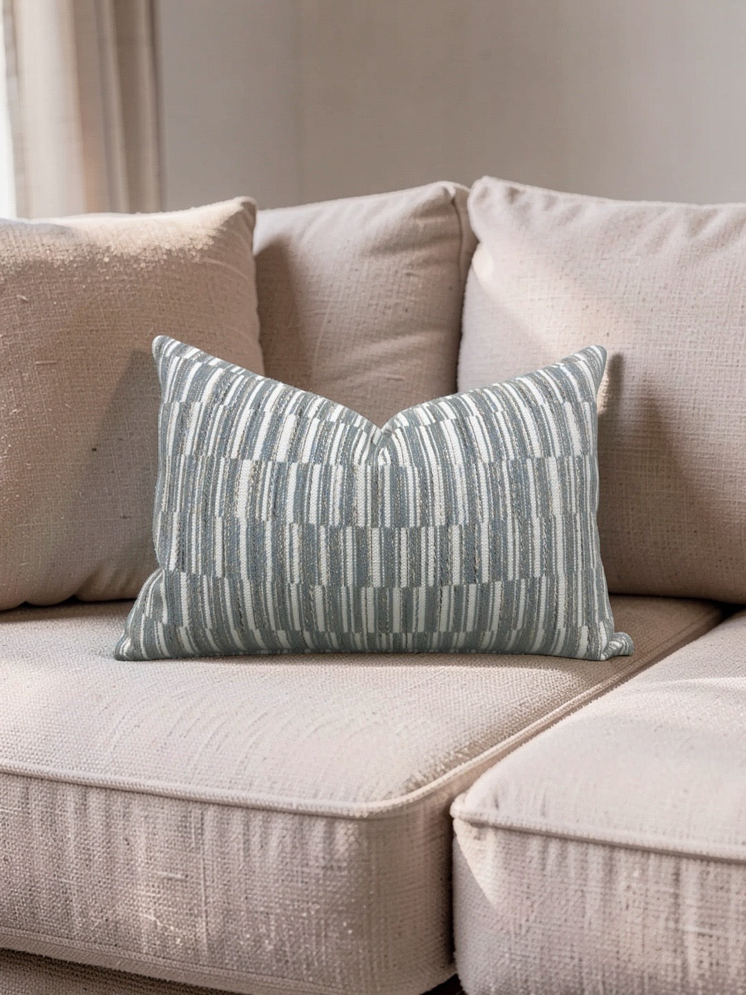 Thibaut Fabric Lumbar Pillow Legato Fog 12x18" Knife Edge Cover