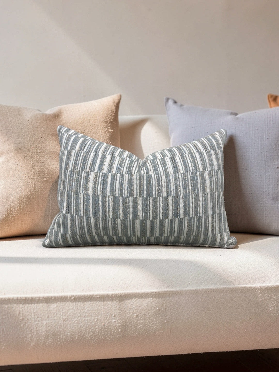 Thibaut Fabric Lumbar Pillow Legato Fog 12x18" Knife Edge Cover