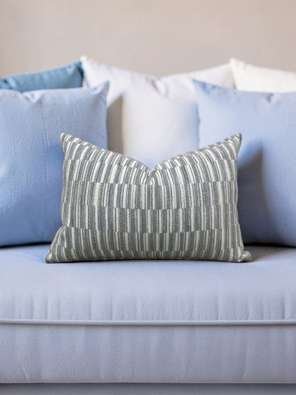 Thibaut Fabric Lumbar Pillow Legato Fog 12x18" Knife Edge Cover