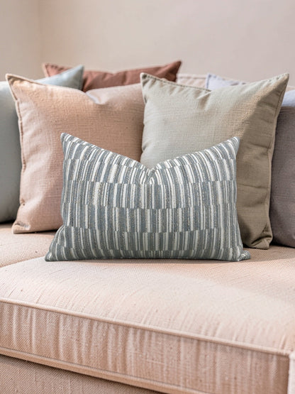 Thibaut Fabric Lumbar Pillow Legato Fog 12x18" Knife Edge Cover