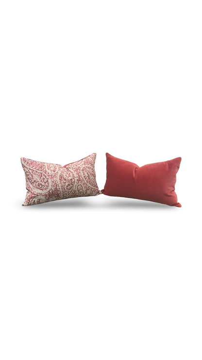 Tan and Red Paisley 12X18" Knife Edge Decorative Lumbar Pillow