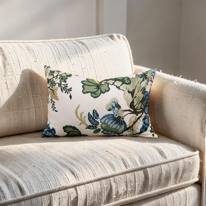 Twigs Lumbar Pillow Beaumont Blue Green 12x18" Knife Edge Cover