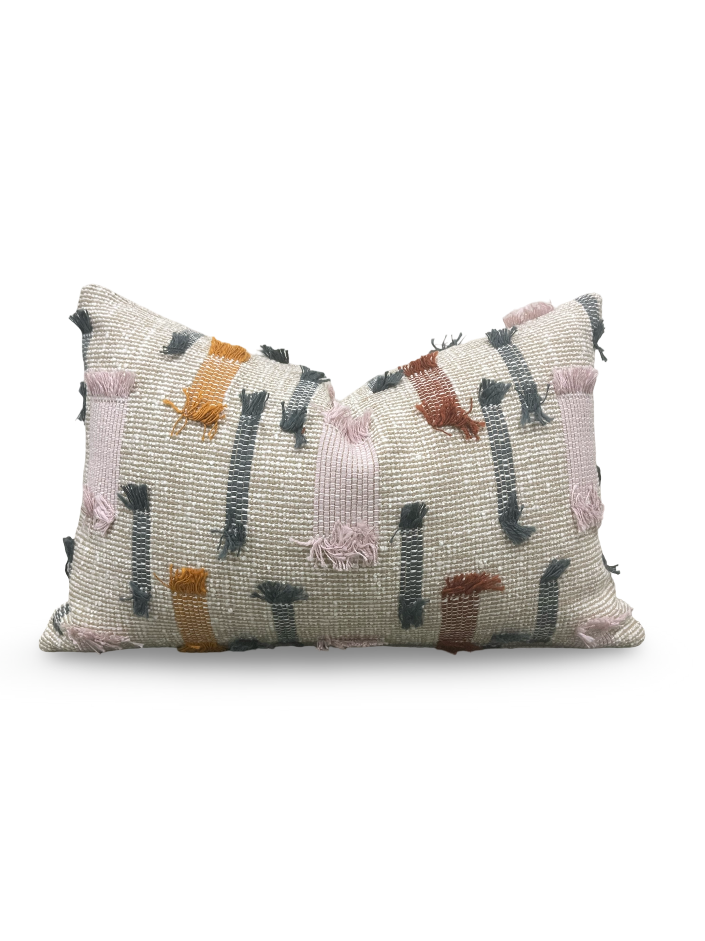 Lumbar Pillow Tassel Boho 12x18" Knife Edge Cover