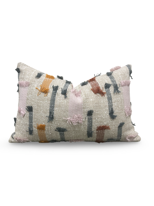 Lumbar Pillow Tassel Boho 12x18" Knife Edge Cover