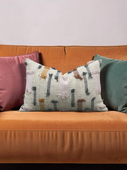 Lumbar Pillow Tassel Boho 12x18" Knife Edge Cover
