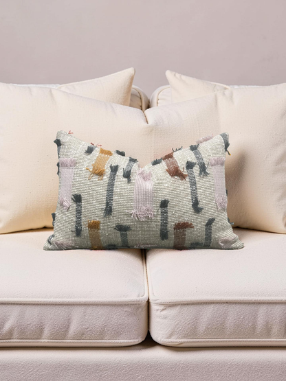 Lumbar Pillow Tassel Boho 12x18" Knife Edge Cover