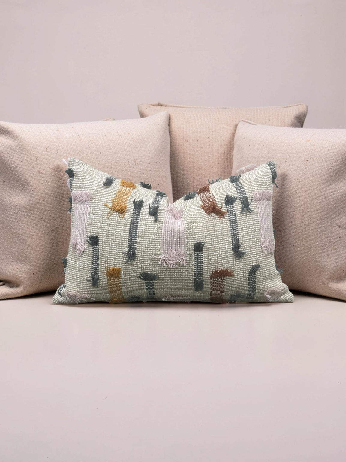 Lumbar Pillow Tassel Boho 12x18" Knife Edge Cover