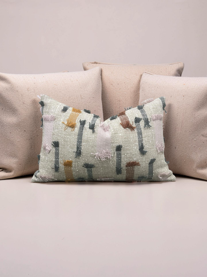 Lumbar Pillow Tassel Boho 12x18" Knife Edge Cover