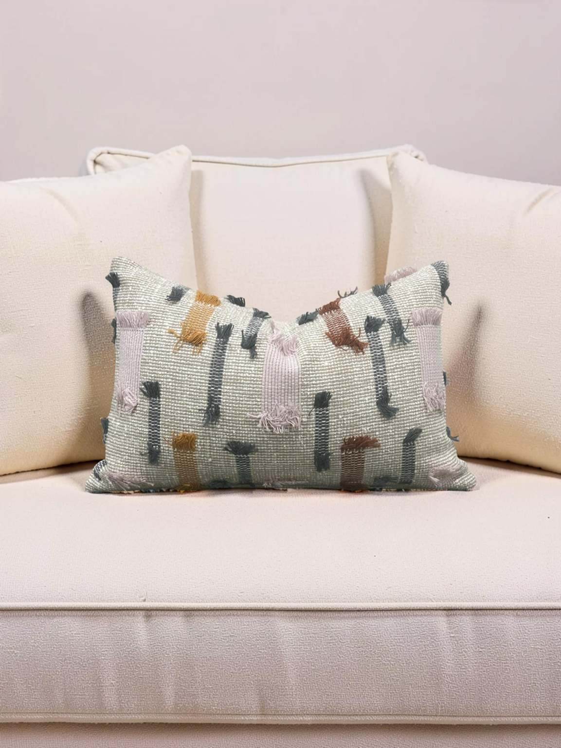 Lumbar Pillow Tassel Boho 12x18" Knife Edge Cover