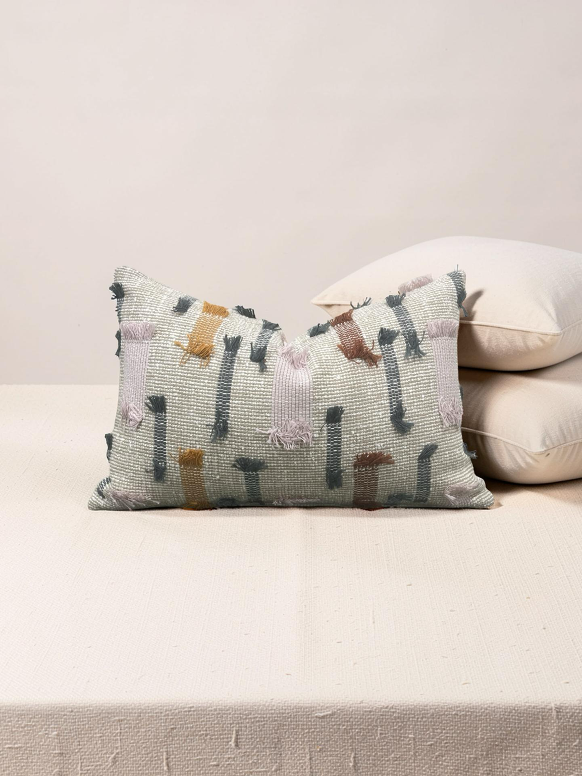 Lumbar Pillow Tassel Boho 12x18" Knife Edge Cover
