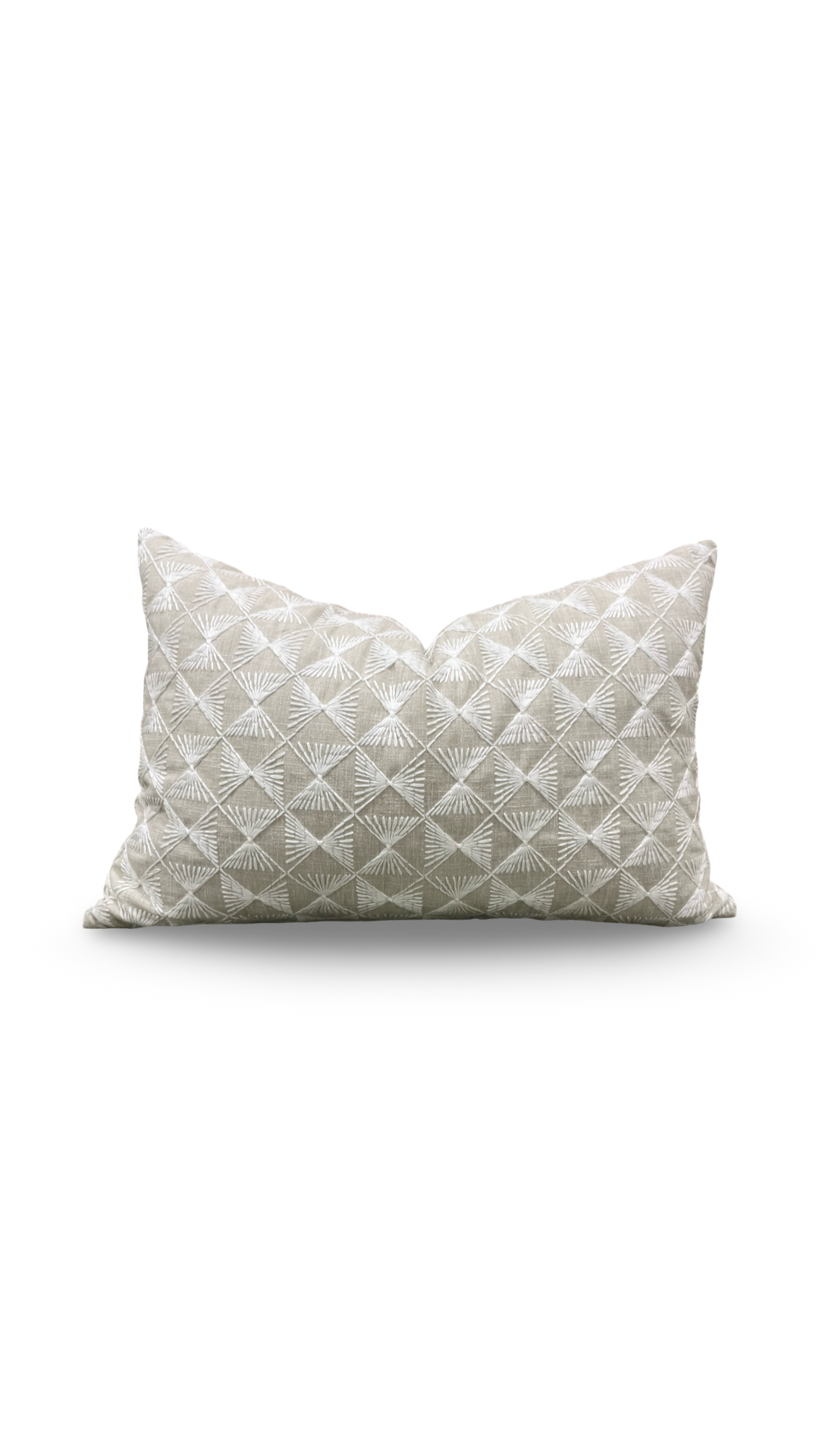 Tan and Cream Embroidered Knife Edge 12x18" Lumbar Pillow  Cover