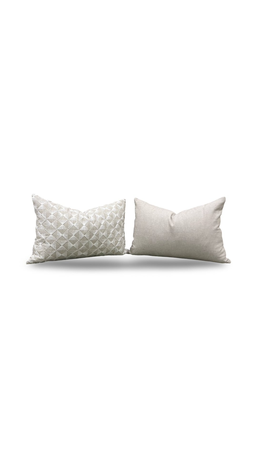Tan and Cream Embroidered Knife Edge 12x18" Lumbar Pillow  Cover