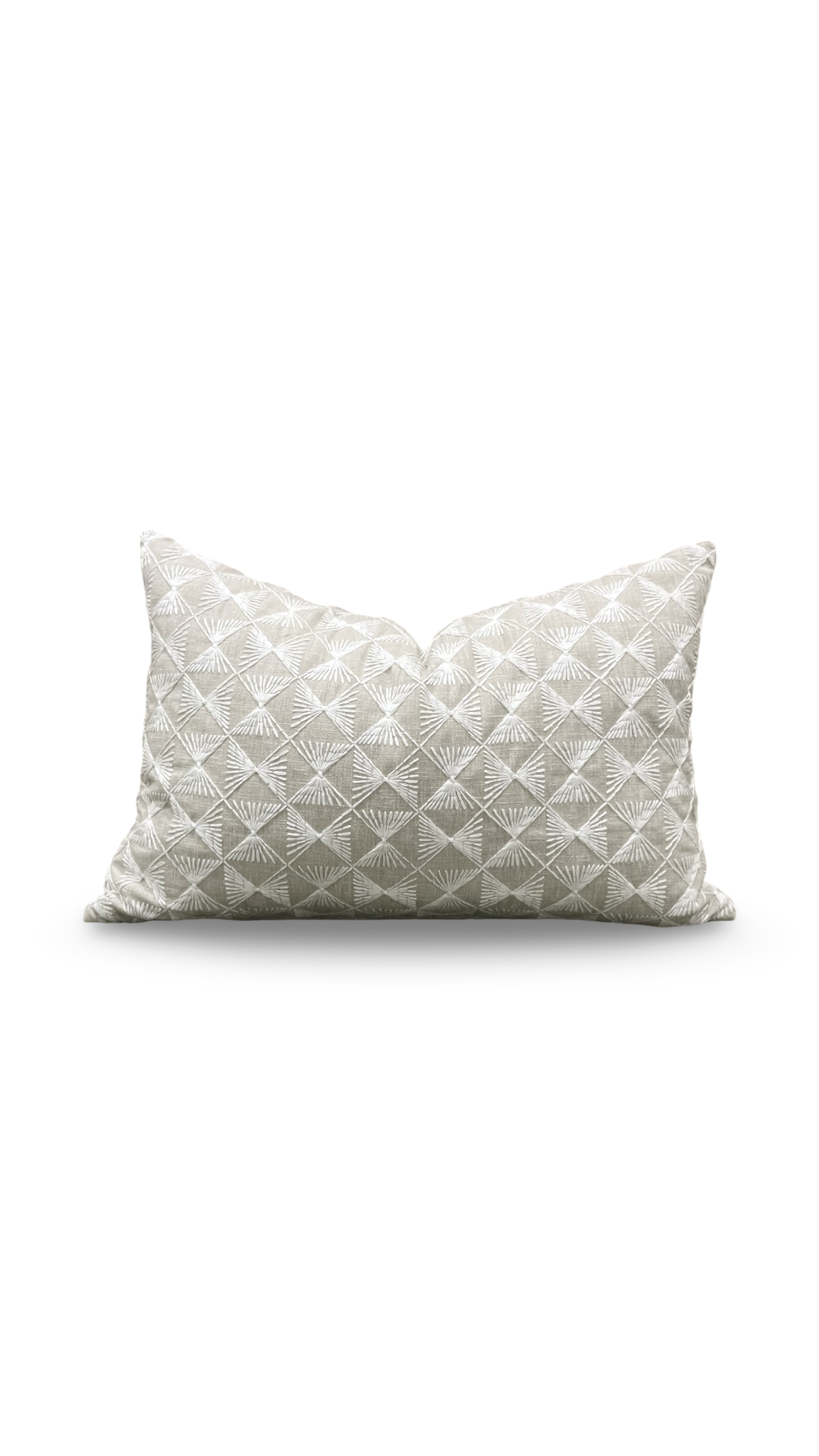 Tan and Cream Embroidered Knife Edge 12x18" Lumbar Pillow  Cover