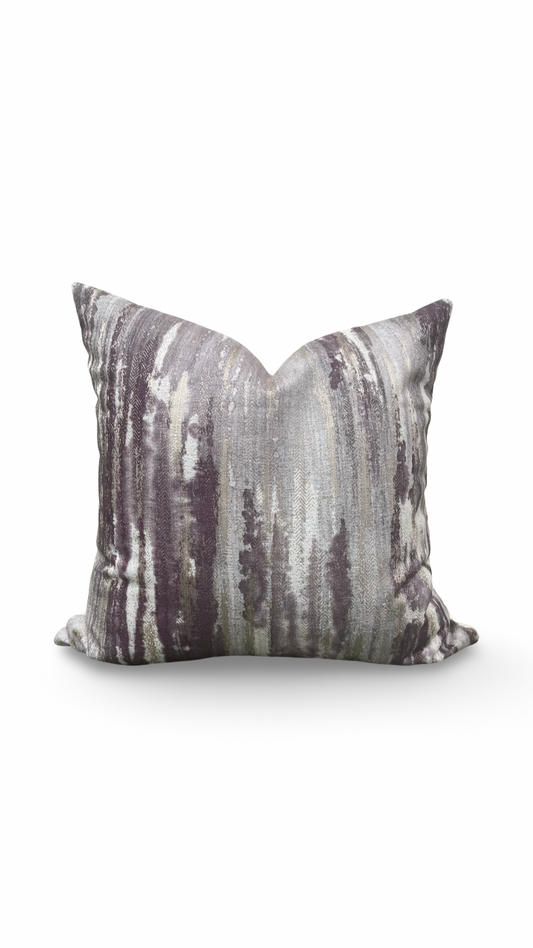 Cream and Violet Knife Edge 20x20" Decorative Pillow Cover