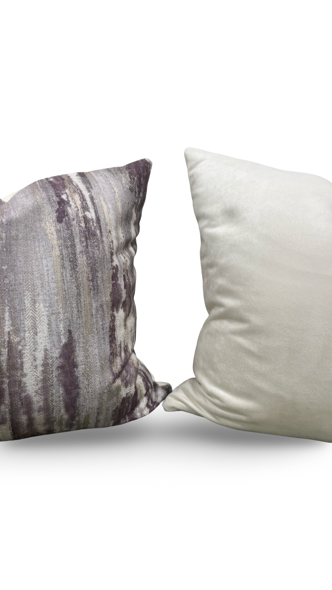 Cream and Violet Knife Edge 20x20" Decorative Pillow Cover