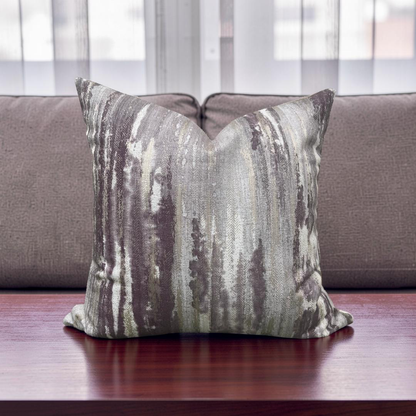Cream and Violet Knife Edge 20x20" Decorative Pillow Cover