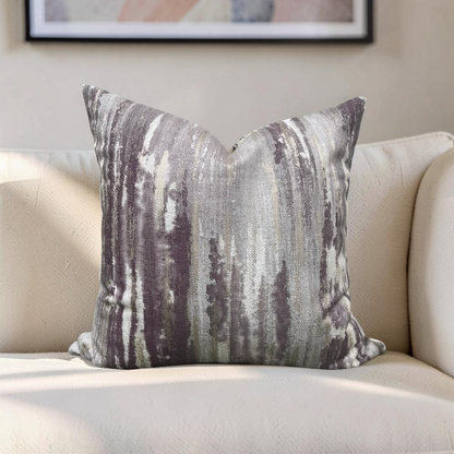 Cream and Violet Knife Edge 20x20" Decorative Pillow Cover