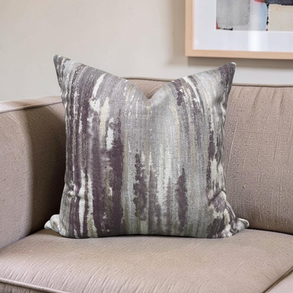 Cream and Violet Knife Edge 20x20" Decorative Pillow Cover