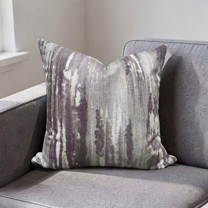 Cream and Violet Knife Edge 20x20" Decorative Pillow Cover