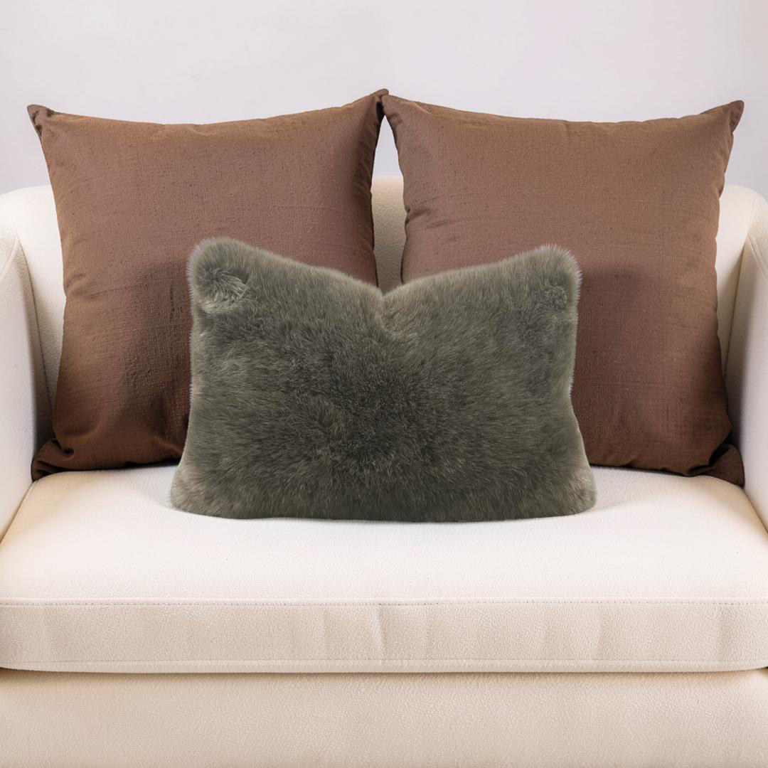 Fur Lumbar Pillow Kings Robe Fawn 12x18" Knife Edge Cover