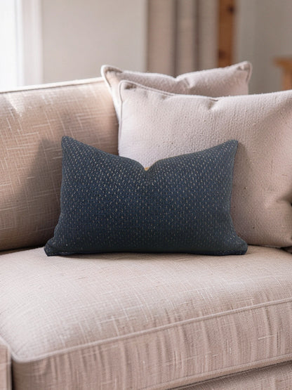Weitzner Fabric Lumbar Pillow Utopia Lapis 12x18" Knife Edge Cover