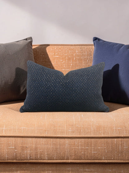 Weitzner Fabric Lumbar Pillow Utopia Lapis 12x18" Knife Edge Cover