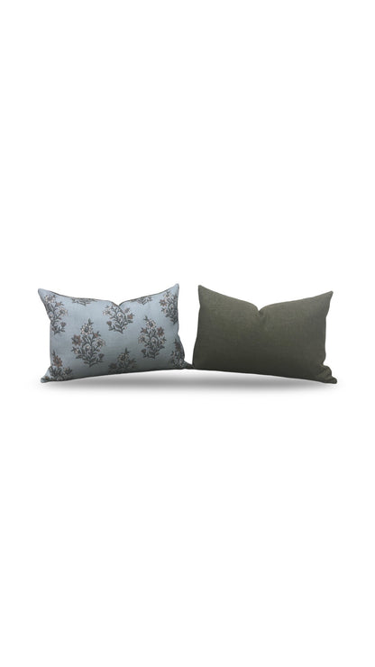 Lumbar Pillow Caroline Mineral 12x18" Knife Edge Cover
