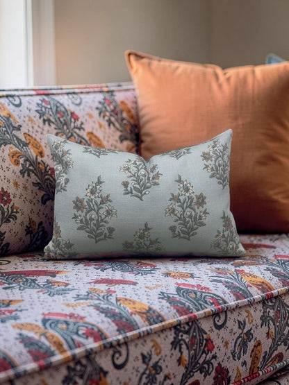 Lumbar Pillow Caroline Mineral 12x18" Knife Edge Cover