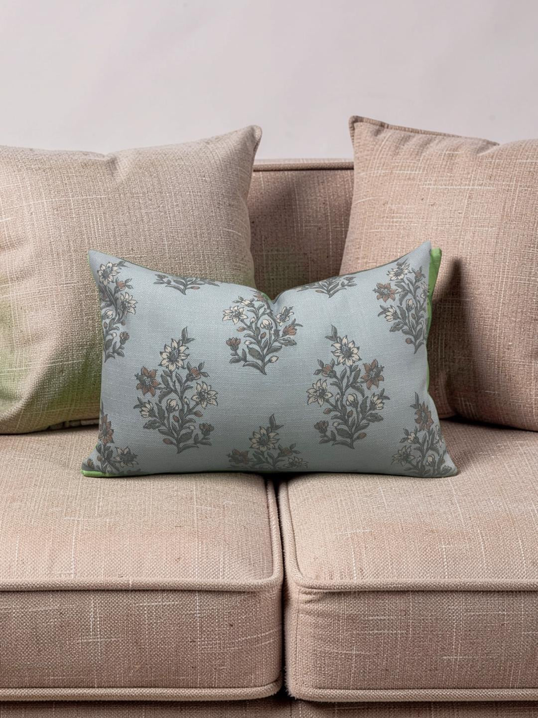 Lumbar Pillow Caroline Mineral 12x18" Knife Edge Cover