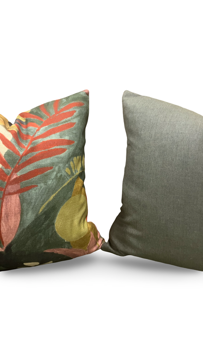 Floral Decorative Pillow Palma Multi 16x16" Knife Edge Cover
