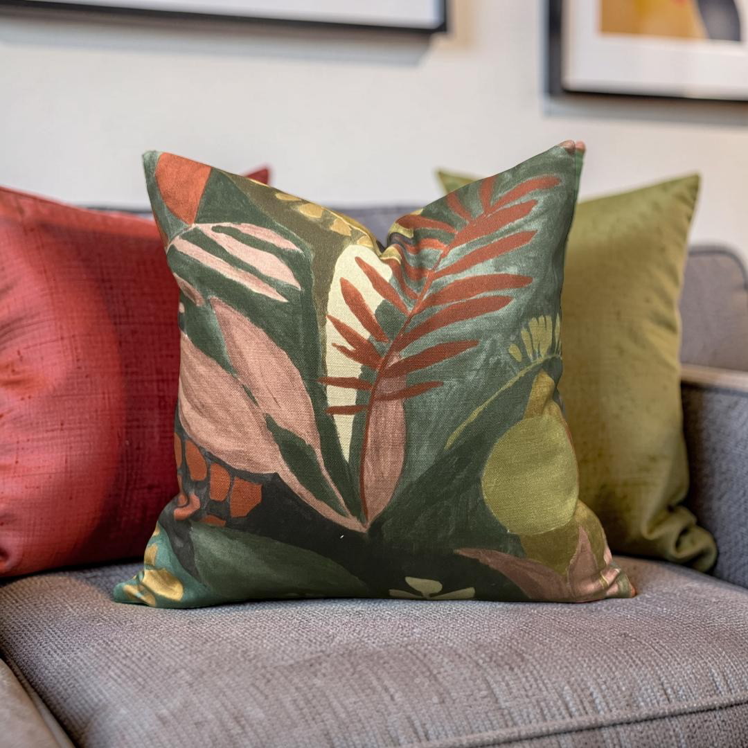 Floral Decorative Pillow Palma Multi 16x16" Knife Edge Cover