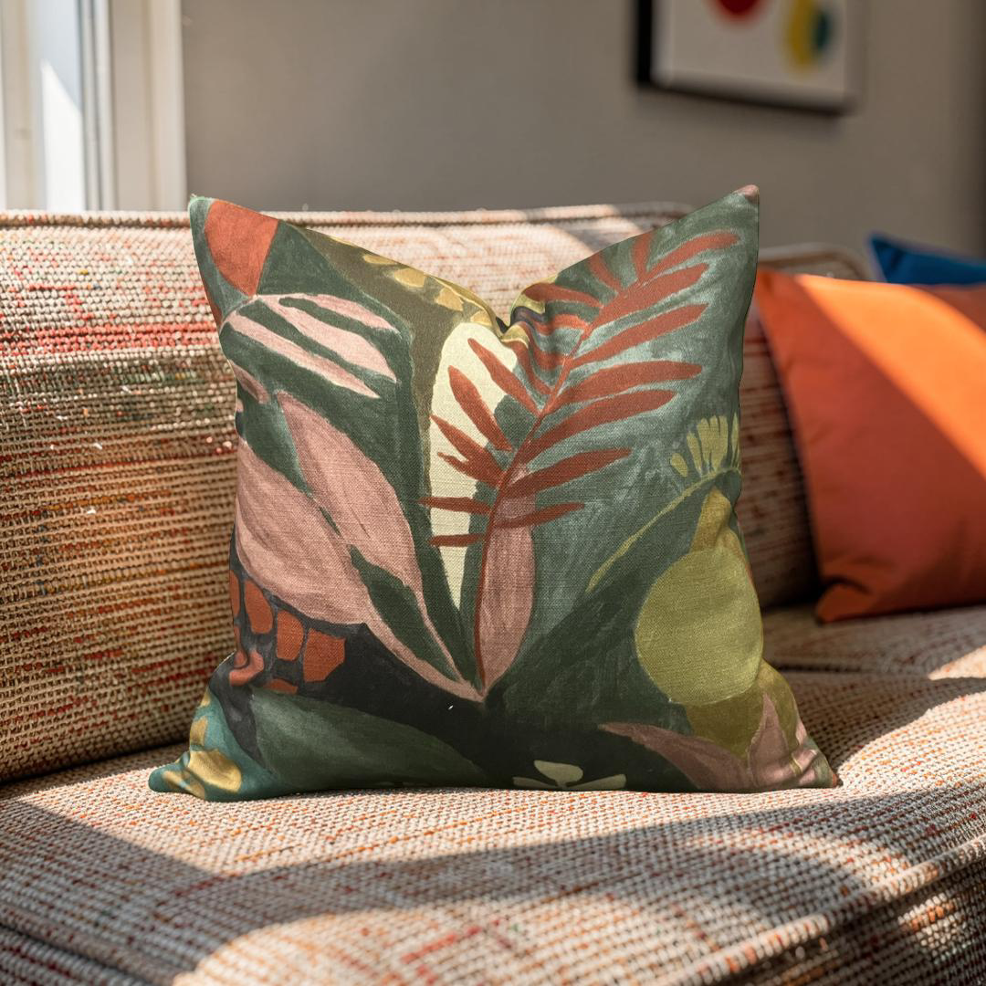 Floral Decorative Pillow Palma Multi 16x16" Knife Edge Cover