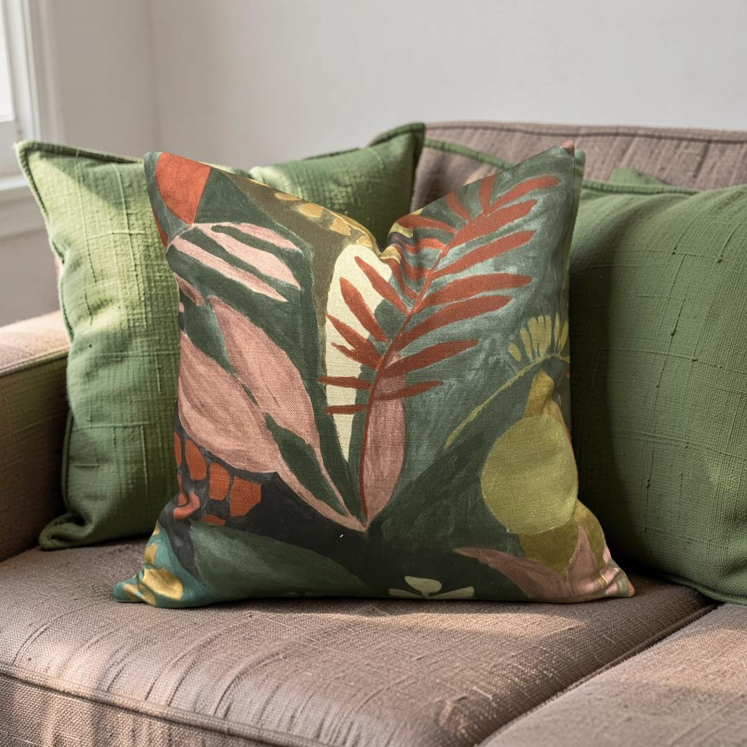 Floral Decorative Pillow Palma Multi 16x16" Knife Edge Cover