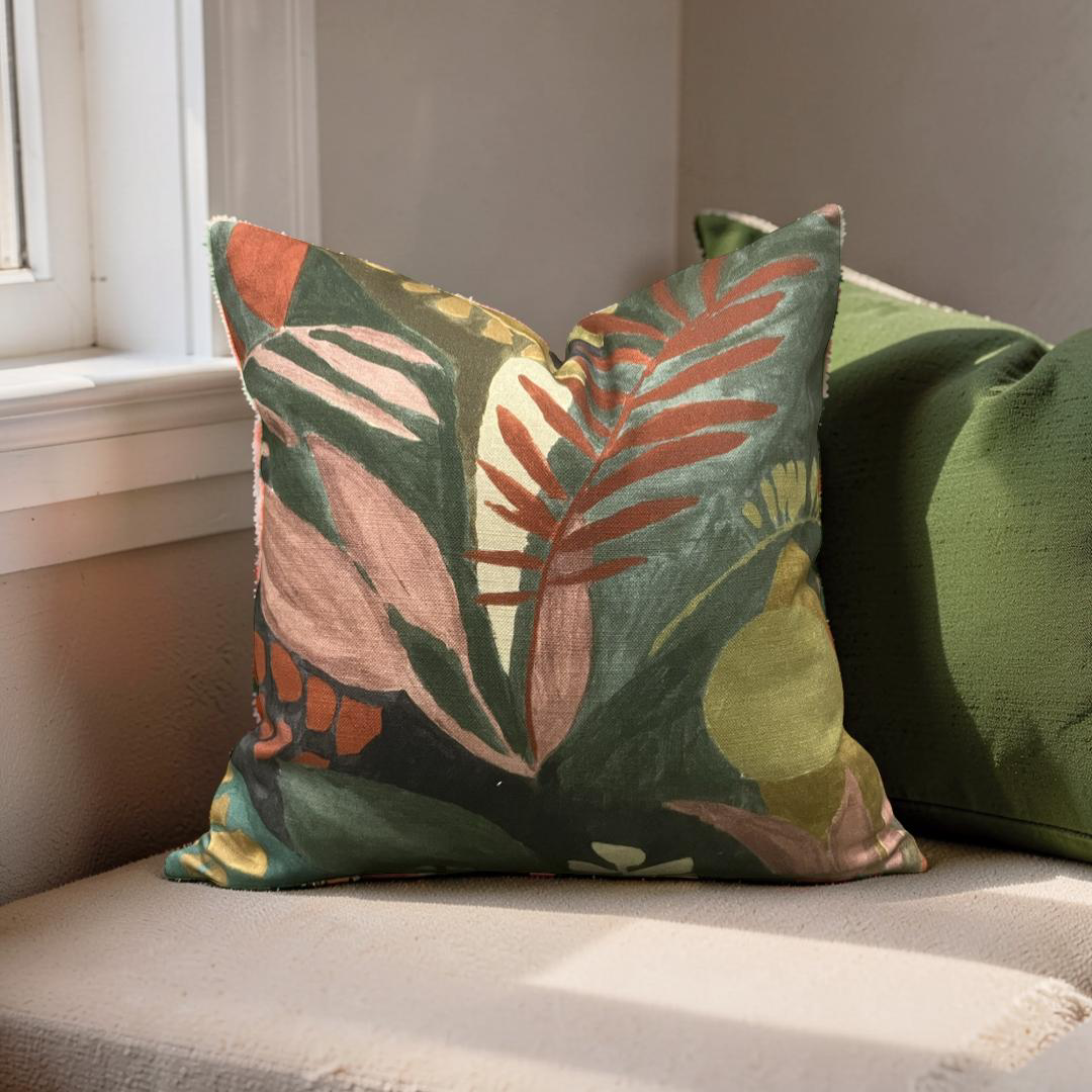 Floral Decorative Pillow Palma Multi 16x16" Knife Edge Cover