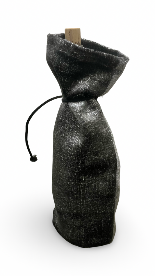 Charcoal Shimmery Soft Wine Bottle Bag