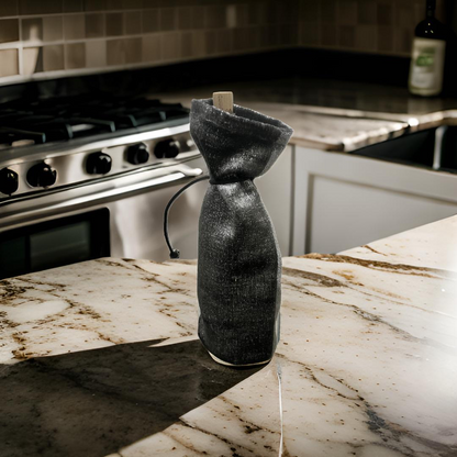 Charcoal Shimmery Soft Wine Bottle Bag