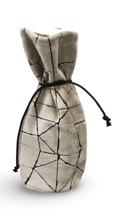 Cream Raised Velvet Wine Bottle Bag