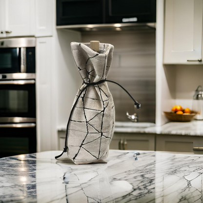 Cream Raised Velvet Wine Bottle Bag