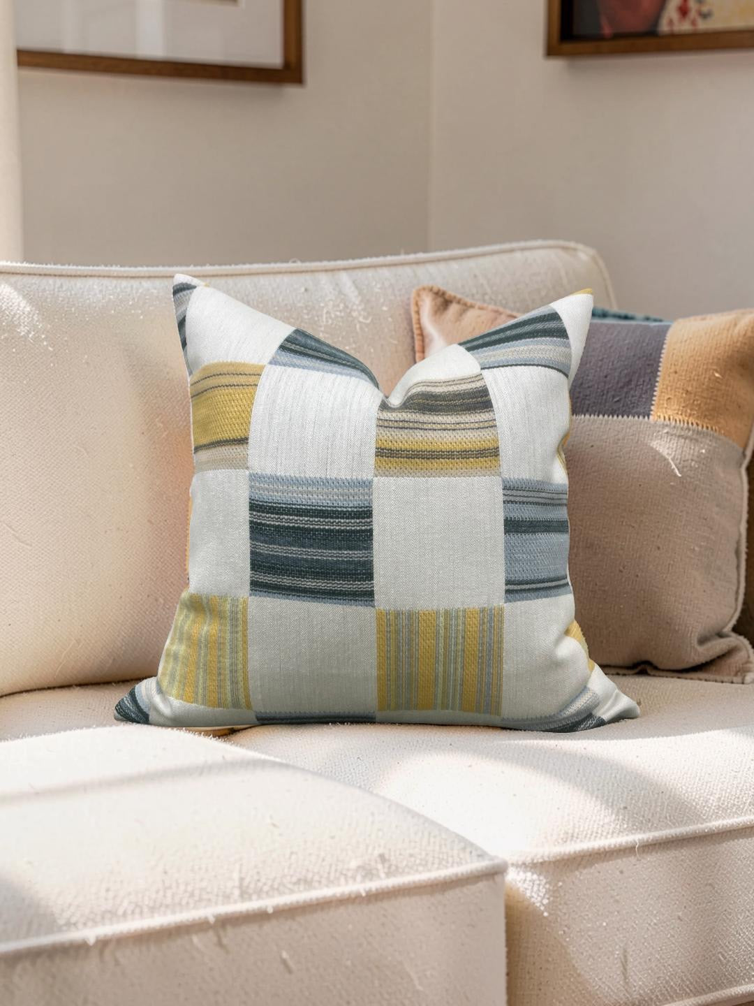 Yarn Collective Decorative Pillow Patch Cerulean 22x22" Knife Edge Cover