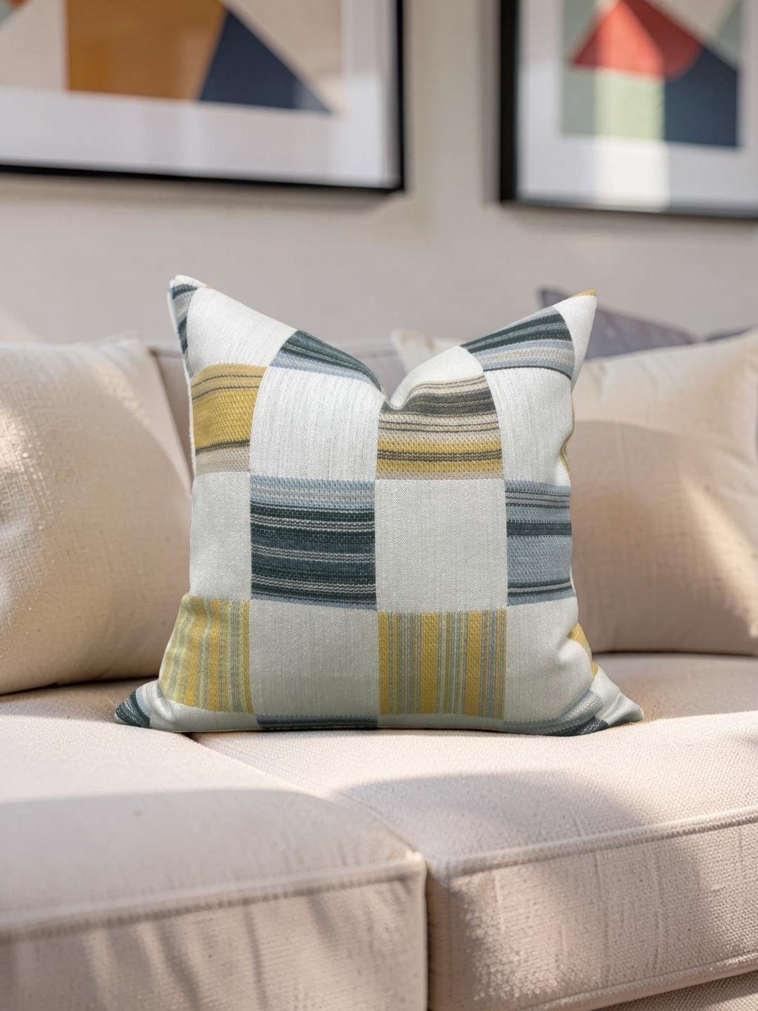 Yarn Collective Decorative Pillow Patch Cerulean 22x22" Knife Edge Cover