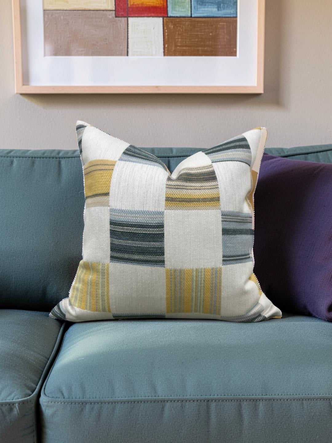 Yarn Collective Decorative Pillow Patch Cerulean 22x22" Knife Edge Cover